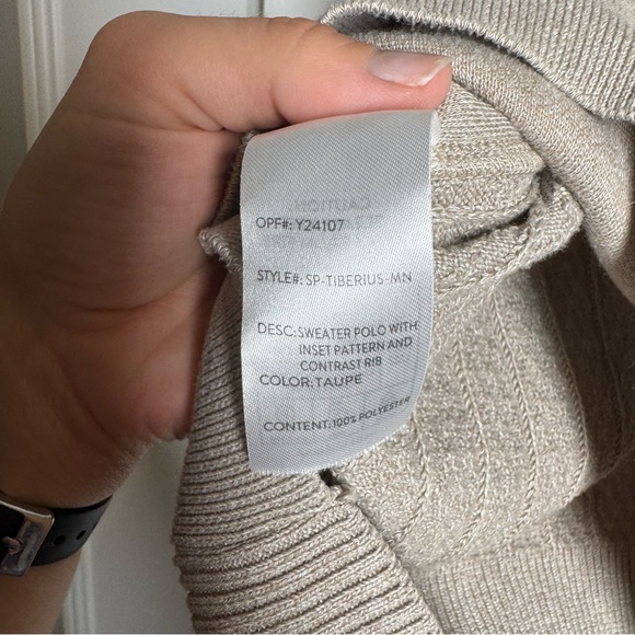 Precedent Taupe Short Sleeve Knit Polo Business Casual Large - Picture 7 of 8